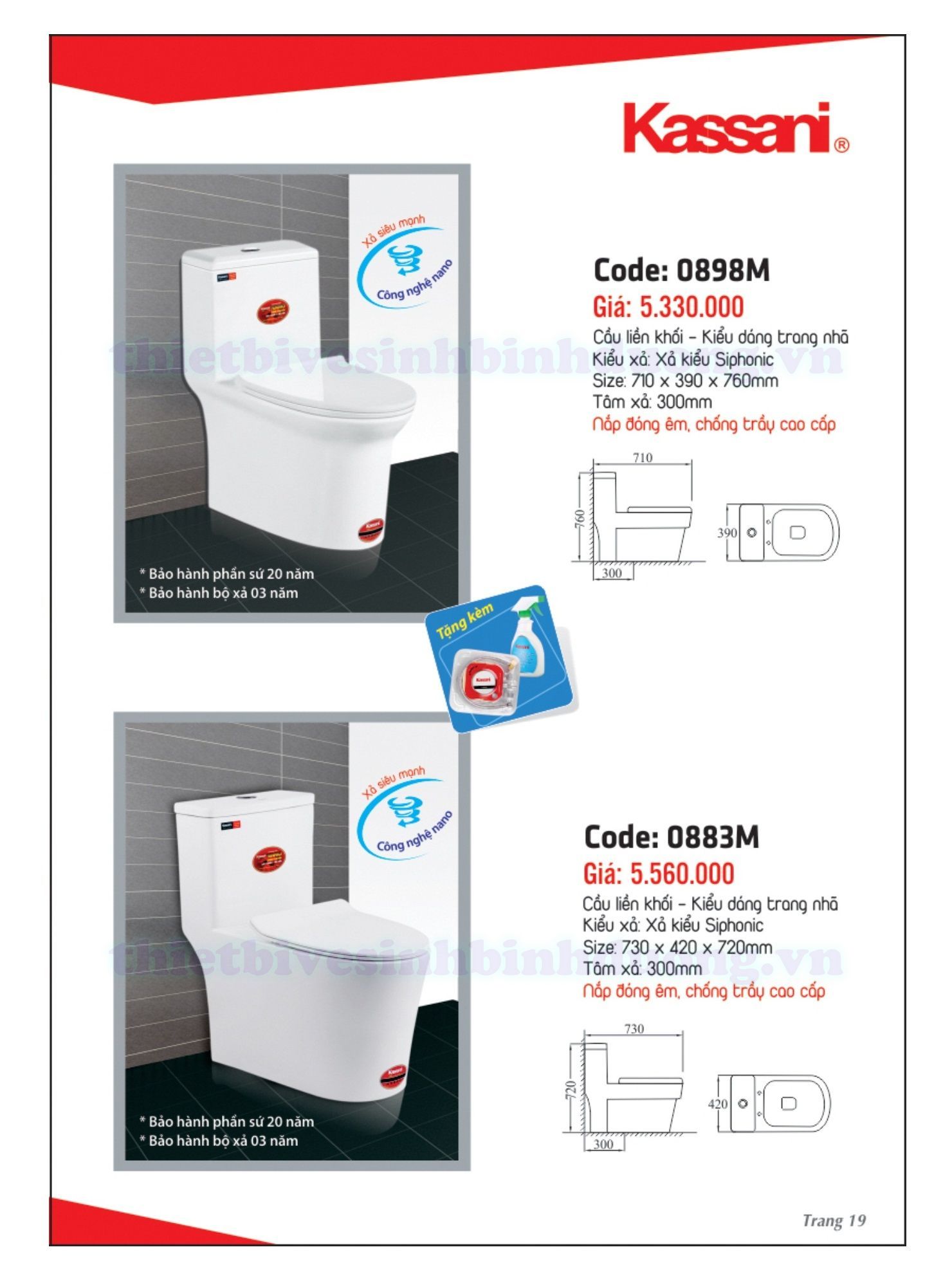 Bồn cầu sứ Thái Lan Kassani 0898M